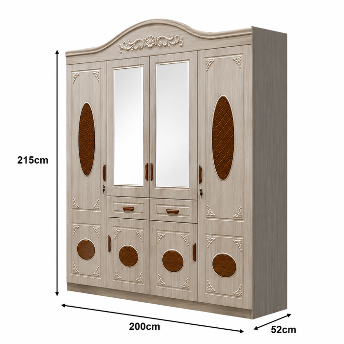 Dulap ZQE 017 MDF 6 Usi 2 Sertare  200x215x52 cm [7]