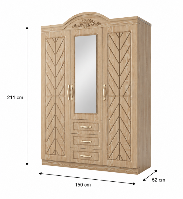 Dulap ZQW 009 MDF  3 Usi /3 Sertare150x52x211 cm [4]