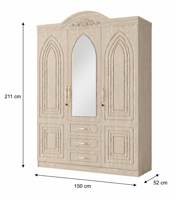 Dulap ZQW 011 MDF 3 Usi/3 Sertare 150x52x211 cm [4]