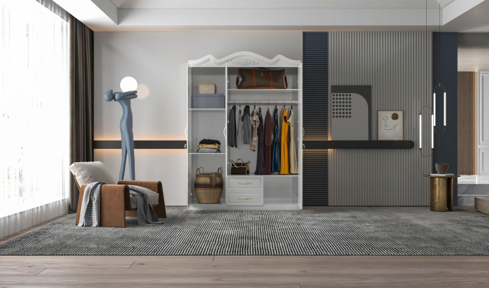 Dulap ZQW-033 MDF - 3U/2S, 150x50x200 cm, Alb [3]