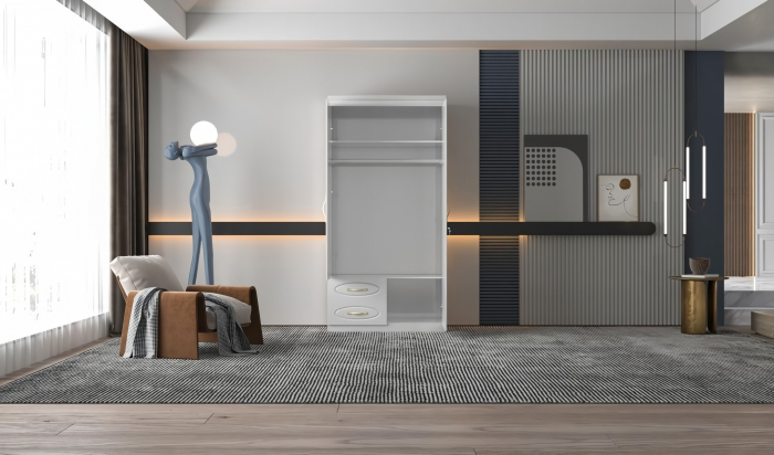 Dulap ZQW-036 MDF - 2U/2S, 100x50x200 cm, Alb [3]