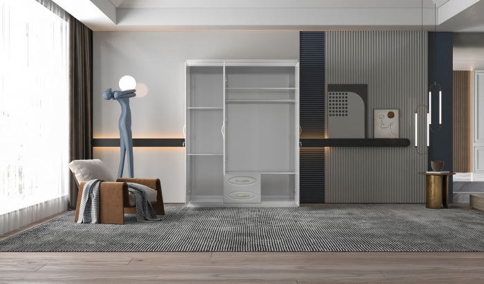Dulap ZQW-037 MDF - 3U+2S, 150x50x200 cm, Alb [3]