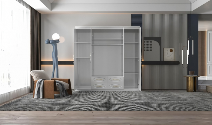 Dulap ZQW-038 MDF - 4U/4S, 200x50x200 cm, Alb [3]