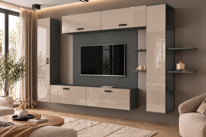 Living MP1 Antracit + Acril alb, cappuccino Antracit+Cappuccino [2]