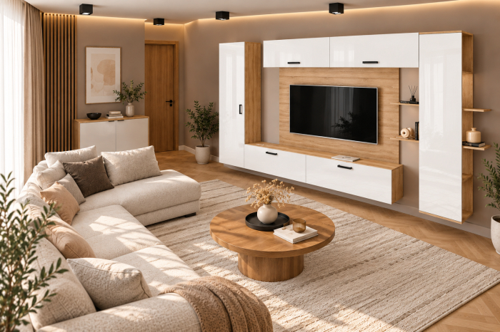 Living MP1 Sonoma + Acril Alb, Antracit, Rosu, Negru, Cappuccino [3]