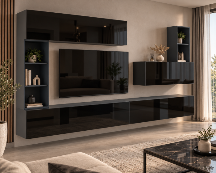 Living MP4 Antracit + Acril alb, Cappuccino, Negru Antracit+Negru [3]