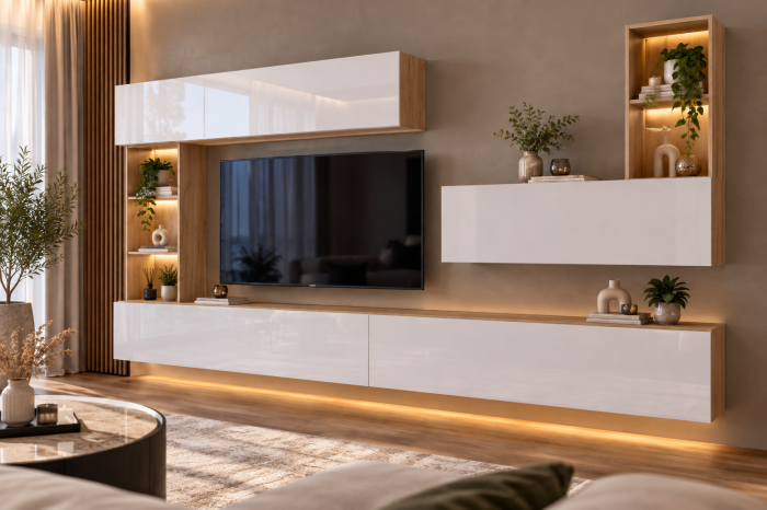 Living MP4 Stejar K003 + Acril alb, Cappuccino, Negru K003+ALB [4]