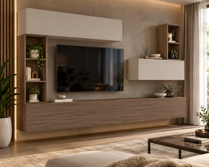 Living MP4 Stejar K696 Umber Primavera + Kasmir, Gri ciment, Alb mat Stejar K696 Umber Primavera+Kasmir [5]