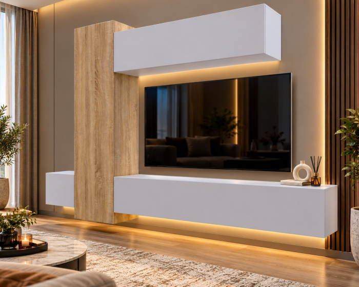 Living MP6 Stejar Sonoma + Gri ciment, Antracit, Alb mat Sonoma+Antracit [6]
