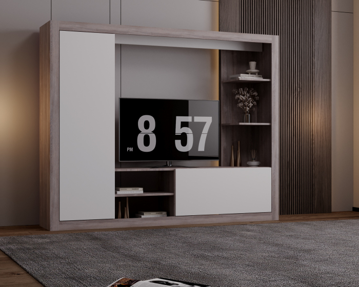Living Rona Stejar Gri + Alb 200x36x160 cm [3]