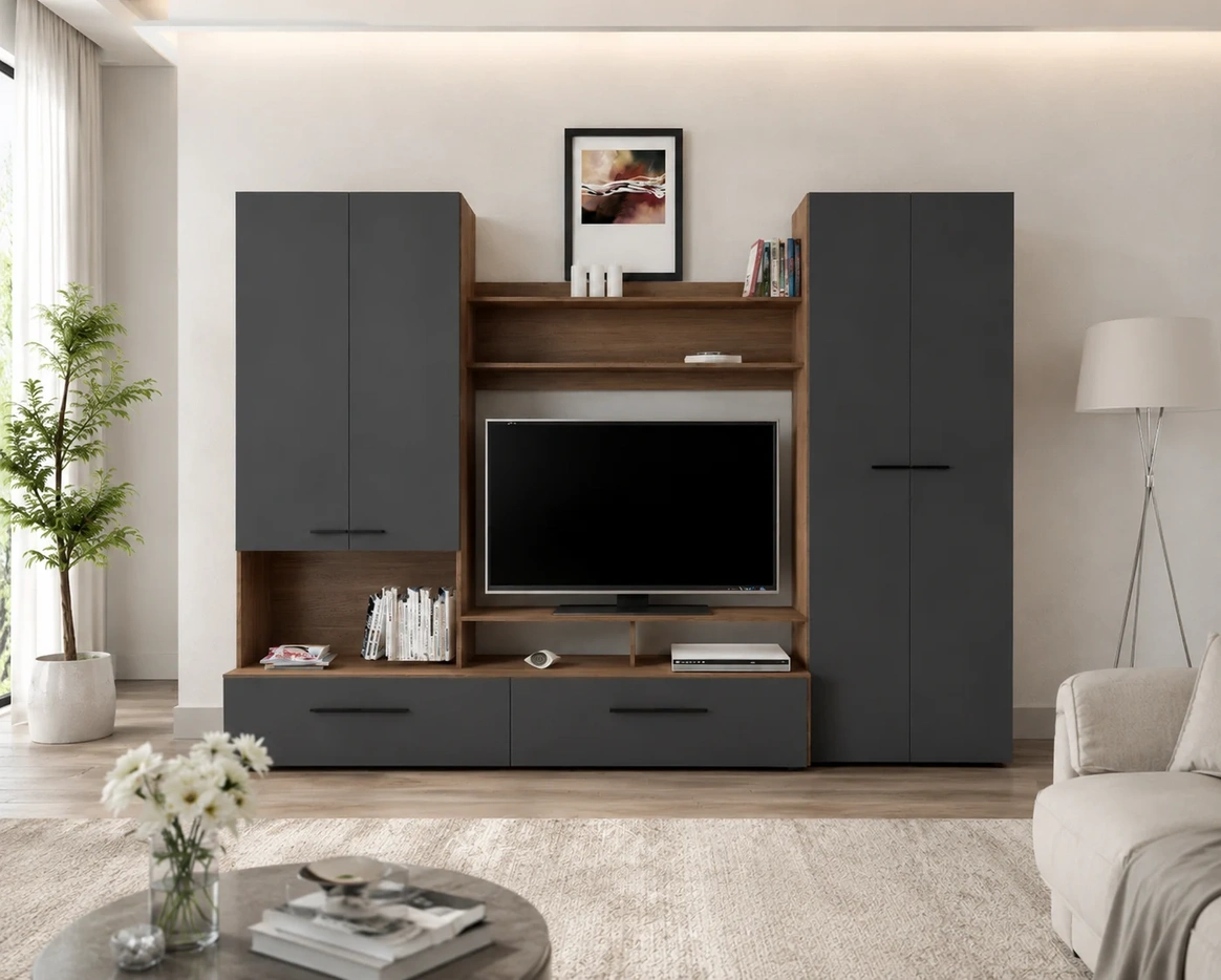 Living Verona Nuc/Antracit 279x45x200cm [3]