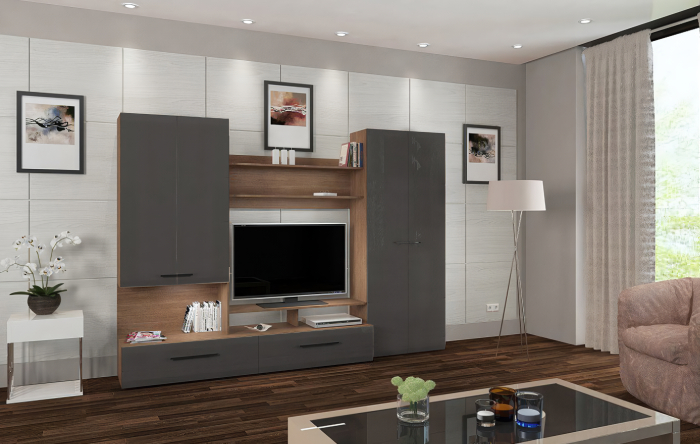 Living Verona Nuc/Antracit 279x45x200cm [5]