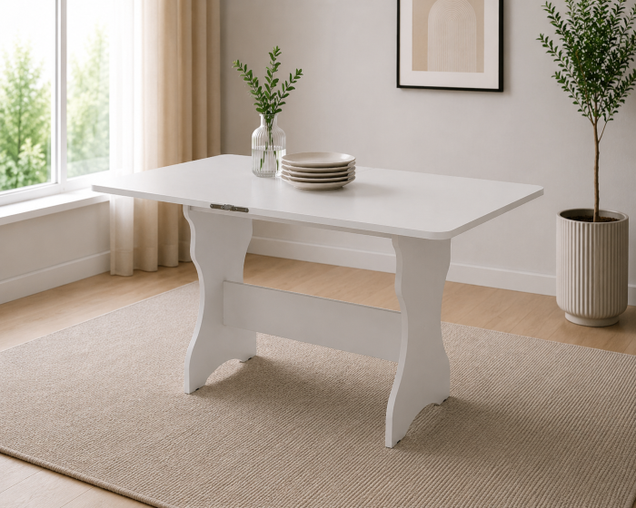 Masă de bucatarie extensibila KC-3 Alb 90x59x74 cm [2]
