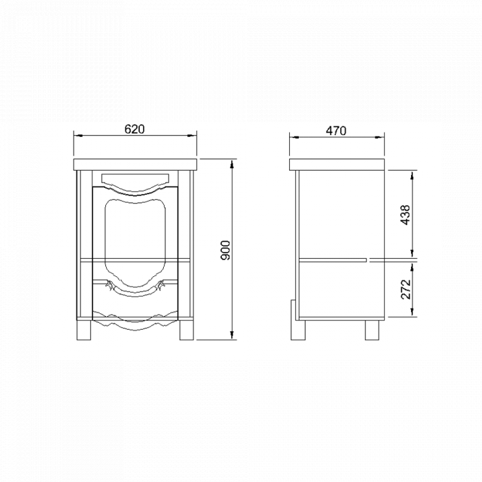 Masca baie + lavoar Venice, 62x90x47cm, Nuc [2]