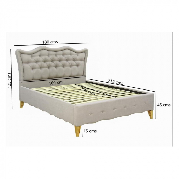 Pat Tapitat Madrid 160x200 cm, Suport Saltea Inclus, Culoare Beige [2]