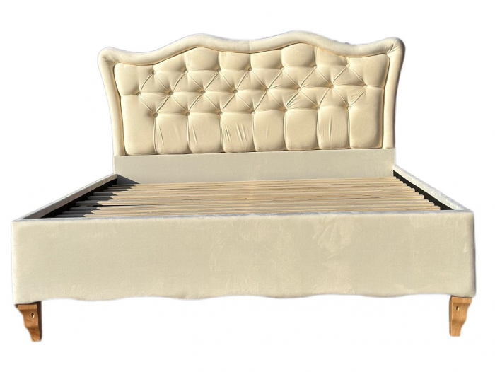 Pat Tapitat Madrid 160x200 cm, Suport Saltea Inclus, Culoare Beige [5]