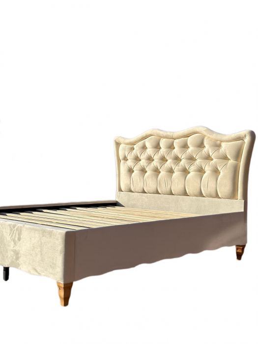 Pat Tapitat Madrid 160x200 cm, Suport Saltea Inclus, Culoare Beige [6]