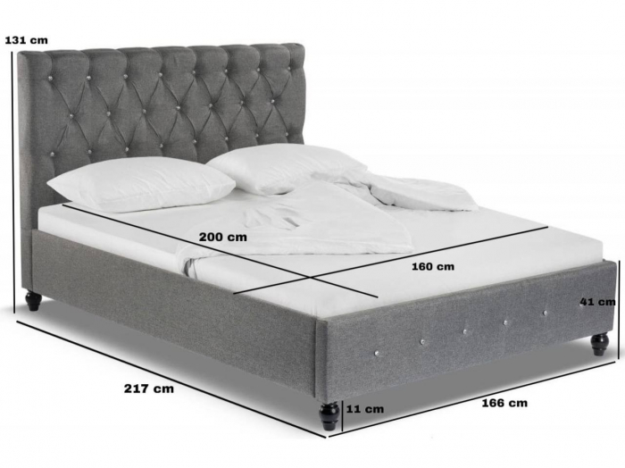 Pat Tapitat Miami 140x200 cm, Suport Saltea Inclus, Culoare Gri [2]