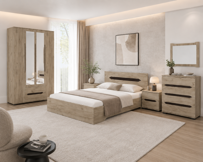 Set Dormitor Valencia Dulap 4 Usi Stejar K002 [2]