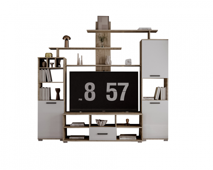 Set Living Geo , 247x45x210 cm, Stejar k002 /Acril Alb [6]
