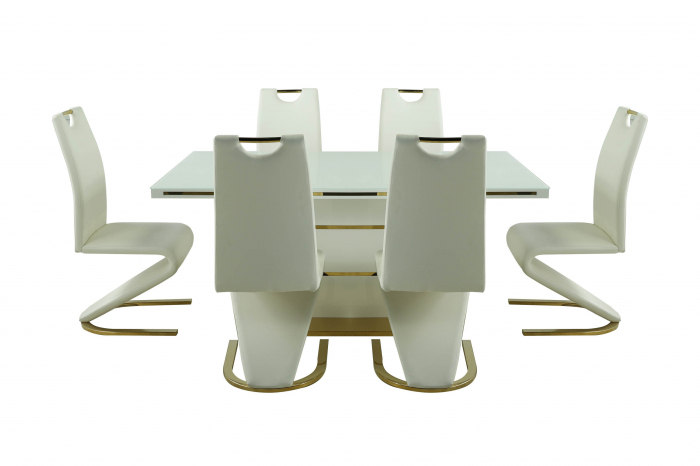 Set Masa DA1128G + 6 Scaune DA2626G,160x90x75 cm GOLD [2]