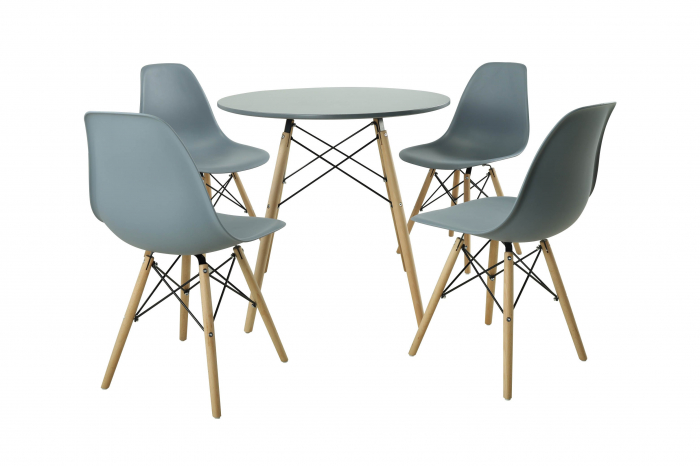Set Masa DA151Grey, 80x75 cm /4 Scaune, 46x55x83 cm, DA232, Grey [2]