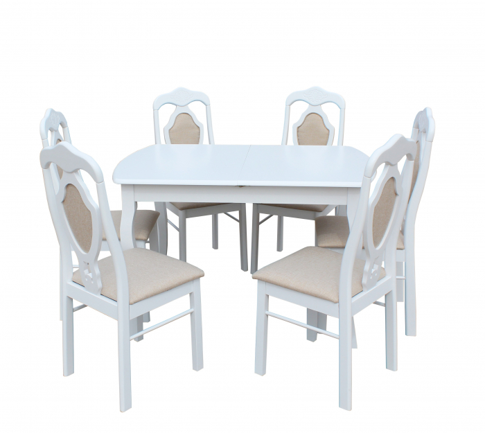 Set Masa RH7211 Extensibila 120/150x80x76 cm, Cu 6 Scaune RH561C ,White [2]