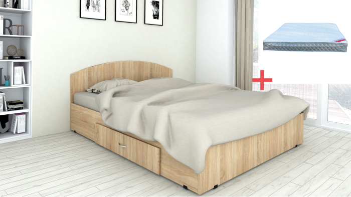 Set pat mijloc 160 + Saltea Bonnell cu Arcuri, Sonoma [3]