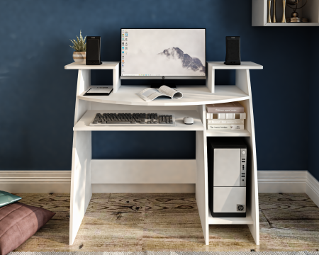 Birouri - Birou Pc Skm-4 Ro, 123x50x77 cm, Alb