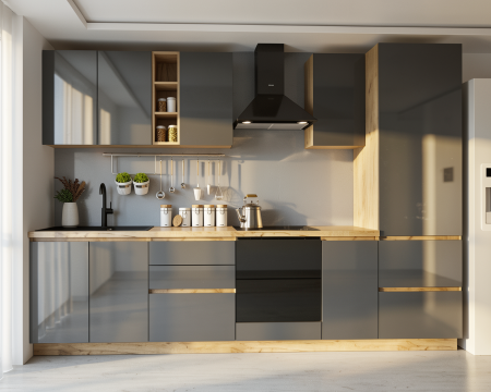 Bucătărie Chelsea Stejar K003 Antracit 300x60x215 cm