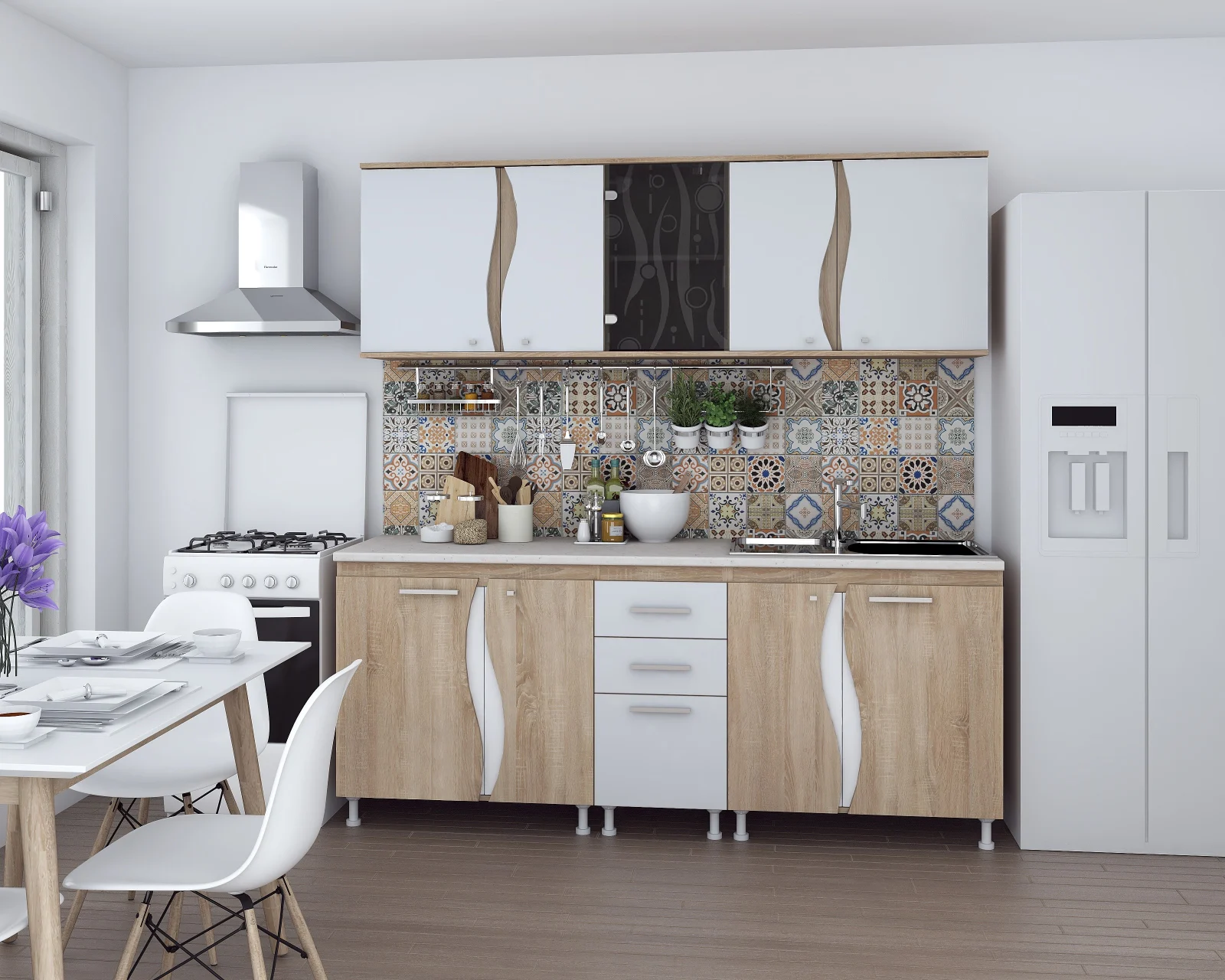 MOBILIER BUCATARIE - Bucătărie CIP 3S C1 Sonoma Alb