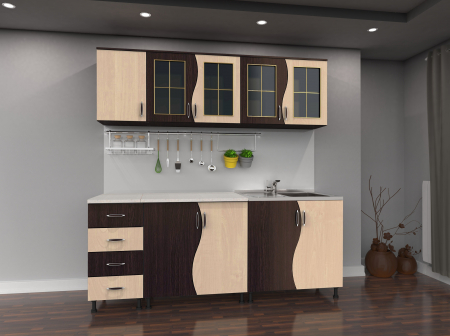MOBILIER BUCATARIE - Bucatarie CIP S 2m, Wenge + Mesteacan