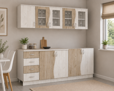 MOBILIER BUCATARIE - Bucatarie CIP S Stejar K001 K002 200x60x200 cm