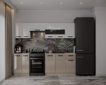 MOBILIER BUCATARIE - Bucatarie Daria, 240x60x200cm, Alb+Cappuccino
