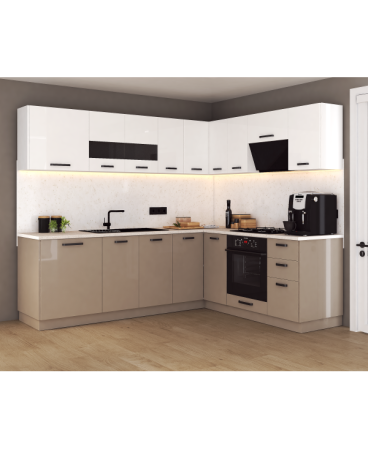 MOBILIER BUCATARIE - Bucatarie Daria colt V2, Alb+Cappuccino