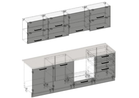Bucatarie Daria V2, 240x60x200cm, Gri Antracit [6]