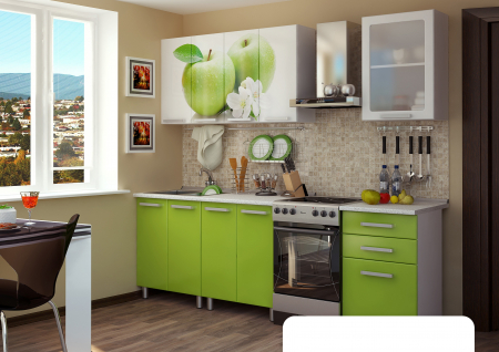 Bucatarii - Bucatarie Famp Mar, 180x60x200 cm, Alb + Verde