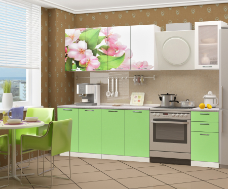 MOBILIER BUCATARIE - Bucatarie Famp Mar, 200x60x214 cm, Verde