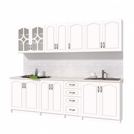 Bucatarie Olea 2.6m MDF Ro, ALB [2]