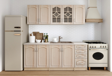 Bucatarii - Bucatarie Olea Mebel MDF 2m, Mesteacan Cu Blat Intreg