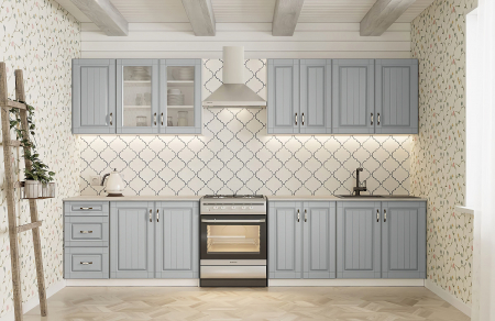 Bucatarii - Bucatarie Provence MDF 2.6m Bleu, Blat Intreg