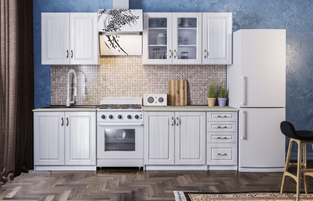 Bucatarii - Bucatarie Provence MDF 2m Alb Fibrat, Blat Intreg