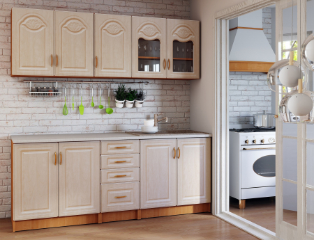 Bucatarii - Bucatarie Tiulpan MDF 2.0m Mesteacan cu blat intreg