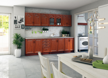 Mobila bucatarie - Bucatarie Tiulpan MDF 2.6m Calvados Cu Blat Intreg