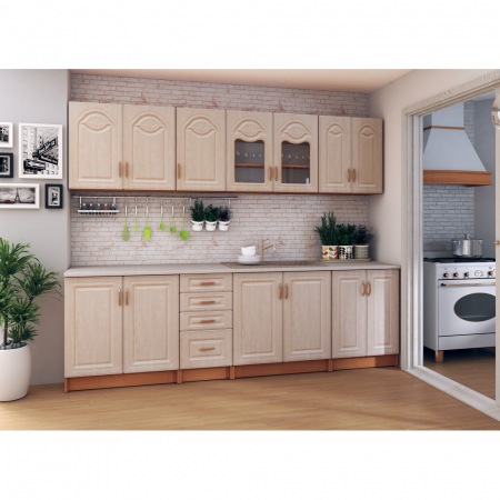 Bucatarii - Bucatarie TIULPAN MDF 2.6M MESTEACAN CU BLAT INTREG