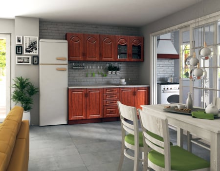Bucatarii - Bucatarie Tiulpan MDF Calvados 2.0m, Blat Intreg