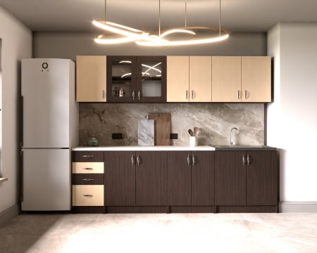 Bucatarii - Bucatarie Venus Ro 2.6m, Wenge + Mesteacan