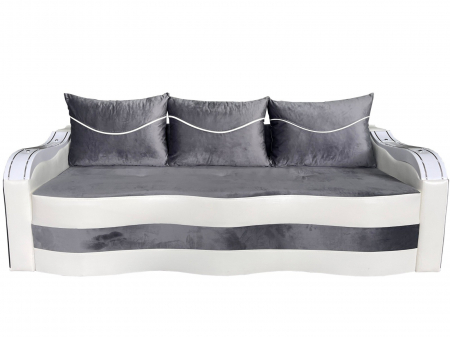 MOBILIER TAPITAT - Canapea Extensibila Simona 225x74x100 cm, Gri, Alb
