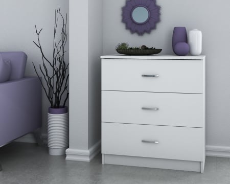 Comode - Comoda 3 Sertare Ro, 72x40x79 cm, Alb