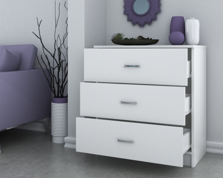 Comoda 3 Sertare Ro, 72x40x79 cm, Alb [1]